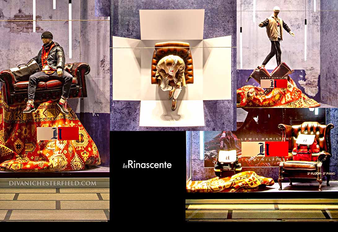 Chesterfield per vetrine LaRinascente designer Gruppo Pozzi, Milano - Ottobre