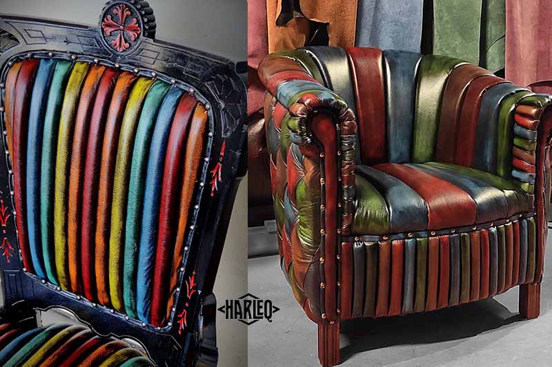 poltrone moderne imbottite pelle patchwork colorate Poltrona chesterfield dal design moderno e dalle originali imbottutire interamente rivestite in pelle