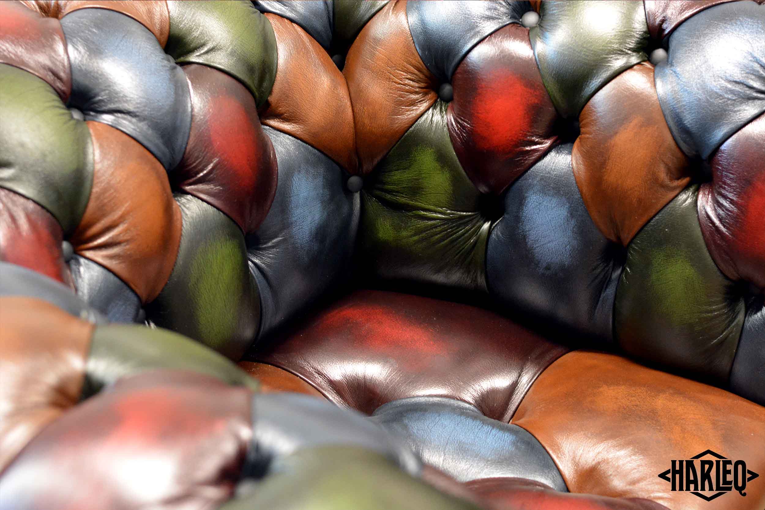 poltrona chesterfield patchwork harleq vintage