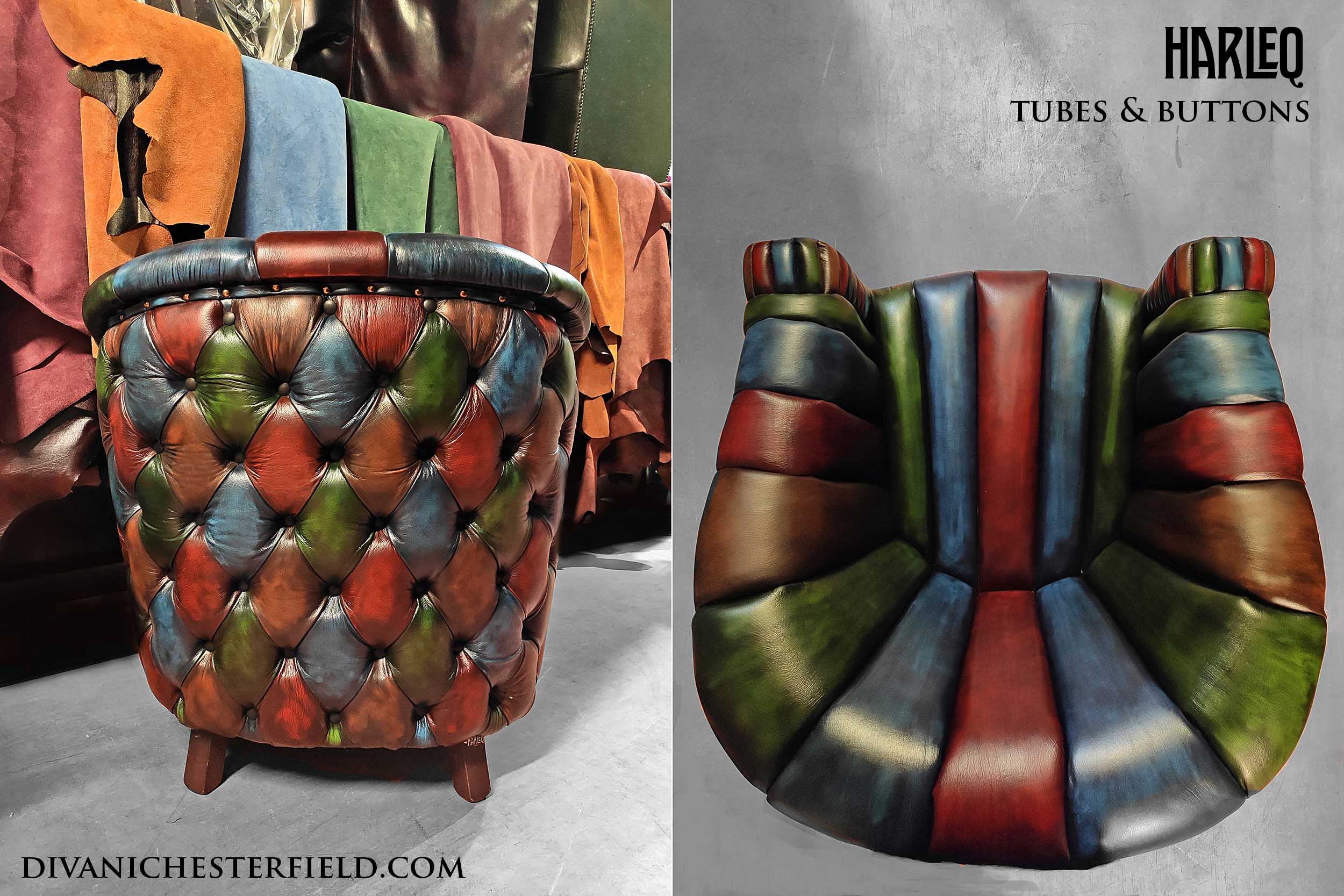 poltrona lusso moderna in varie pelli patchwork imbottita bottoni