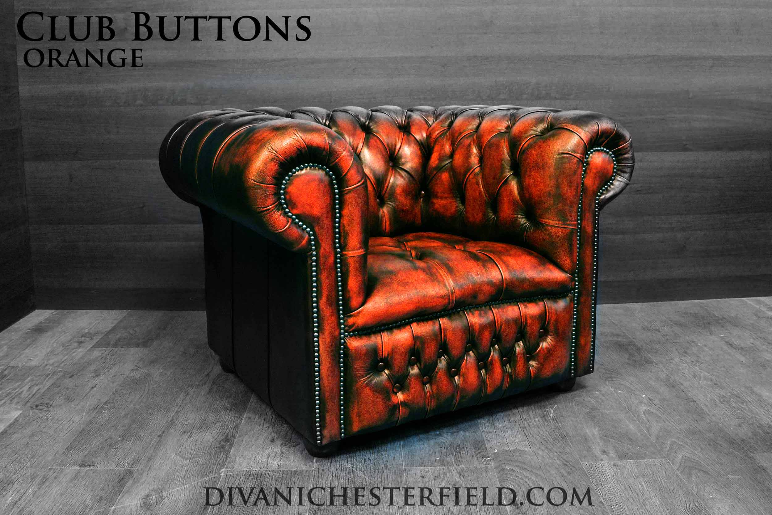 poltrona chester club pelle vintage orange