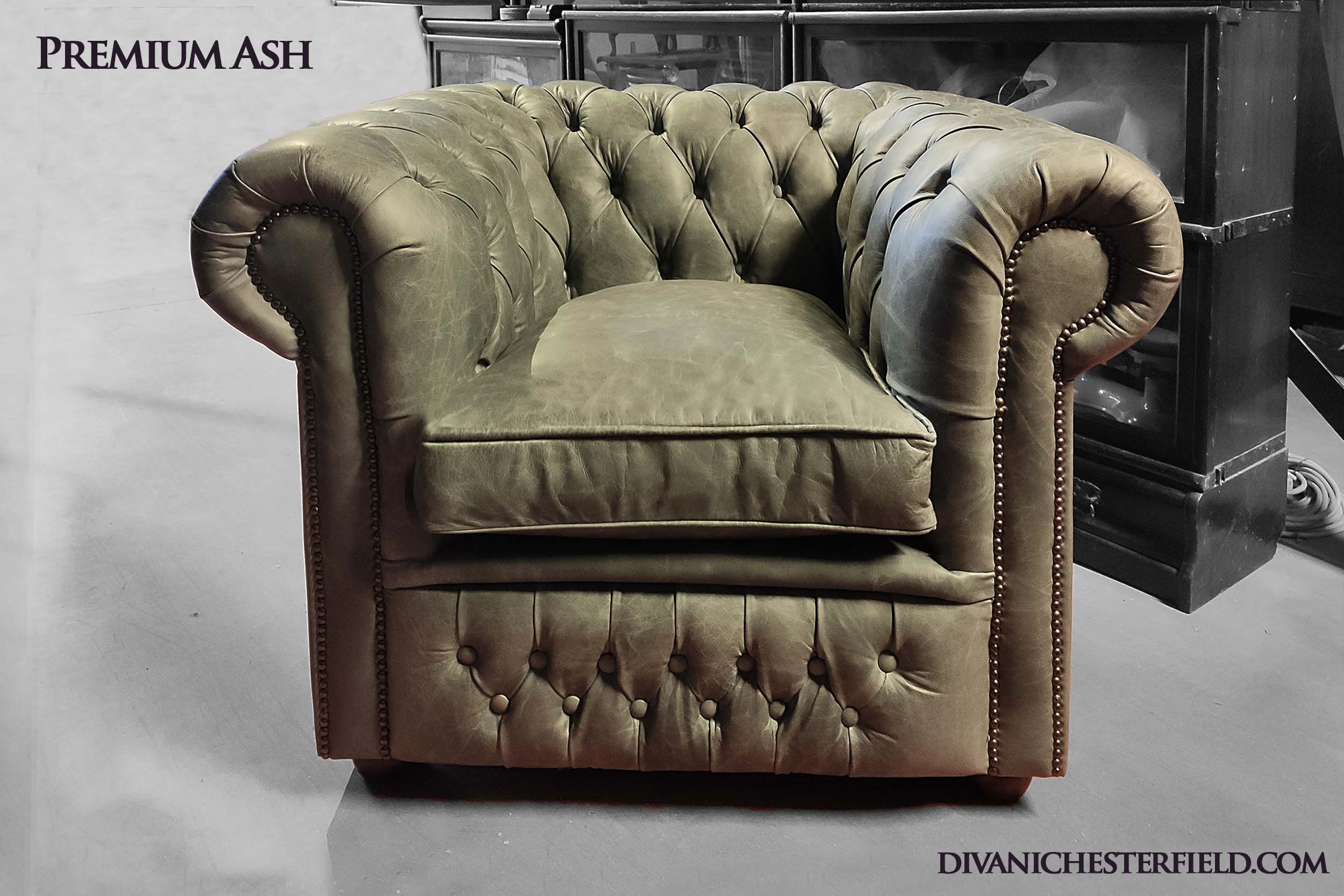 poltrona chesterfield pelle moderna colore grigio premium grey