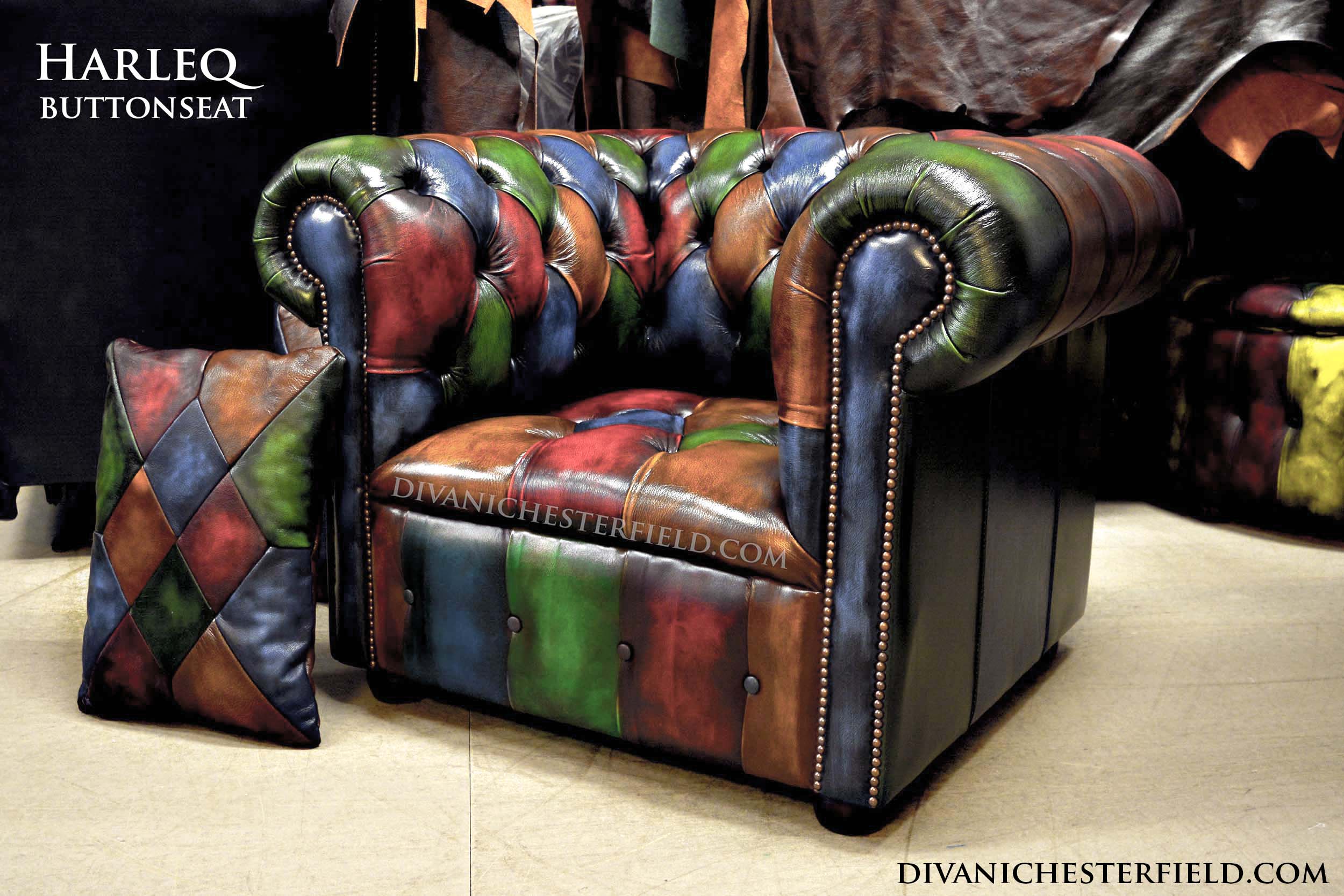 poltrona chesterfield patchwork harleq vintage