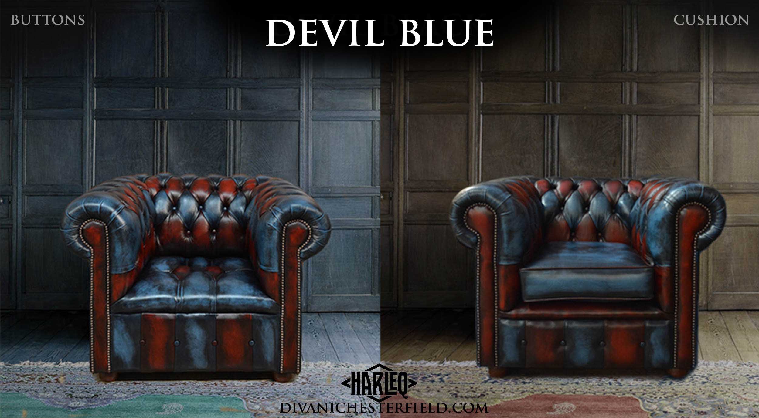 poltrona chesterfield nuova pelle rossa blu