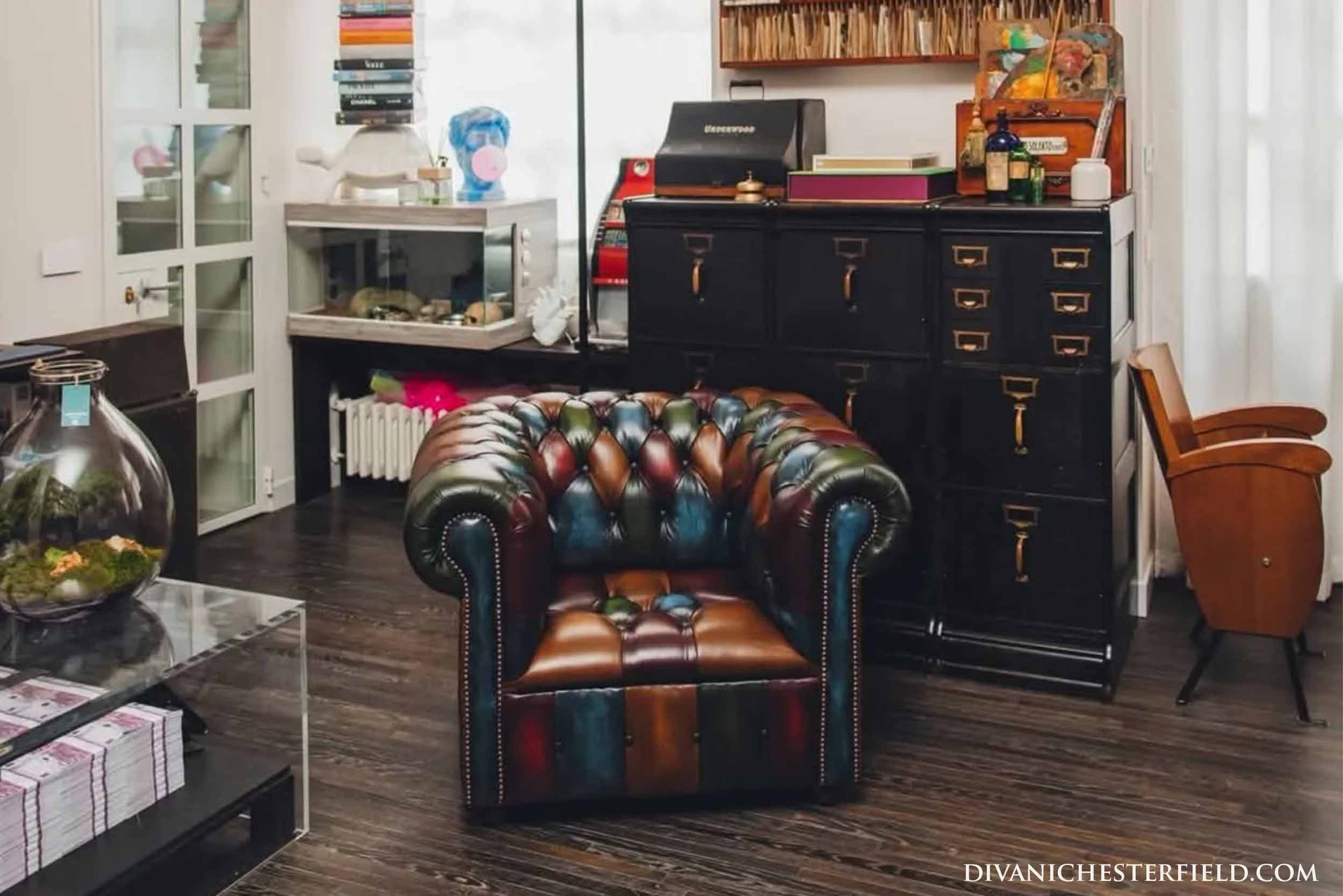 poltrona chesterfield moderna arlecchino multicolore harleq