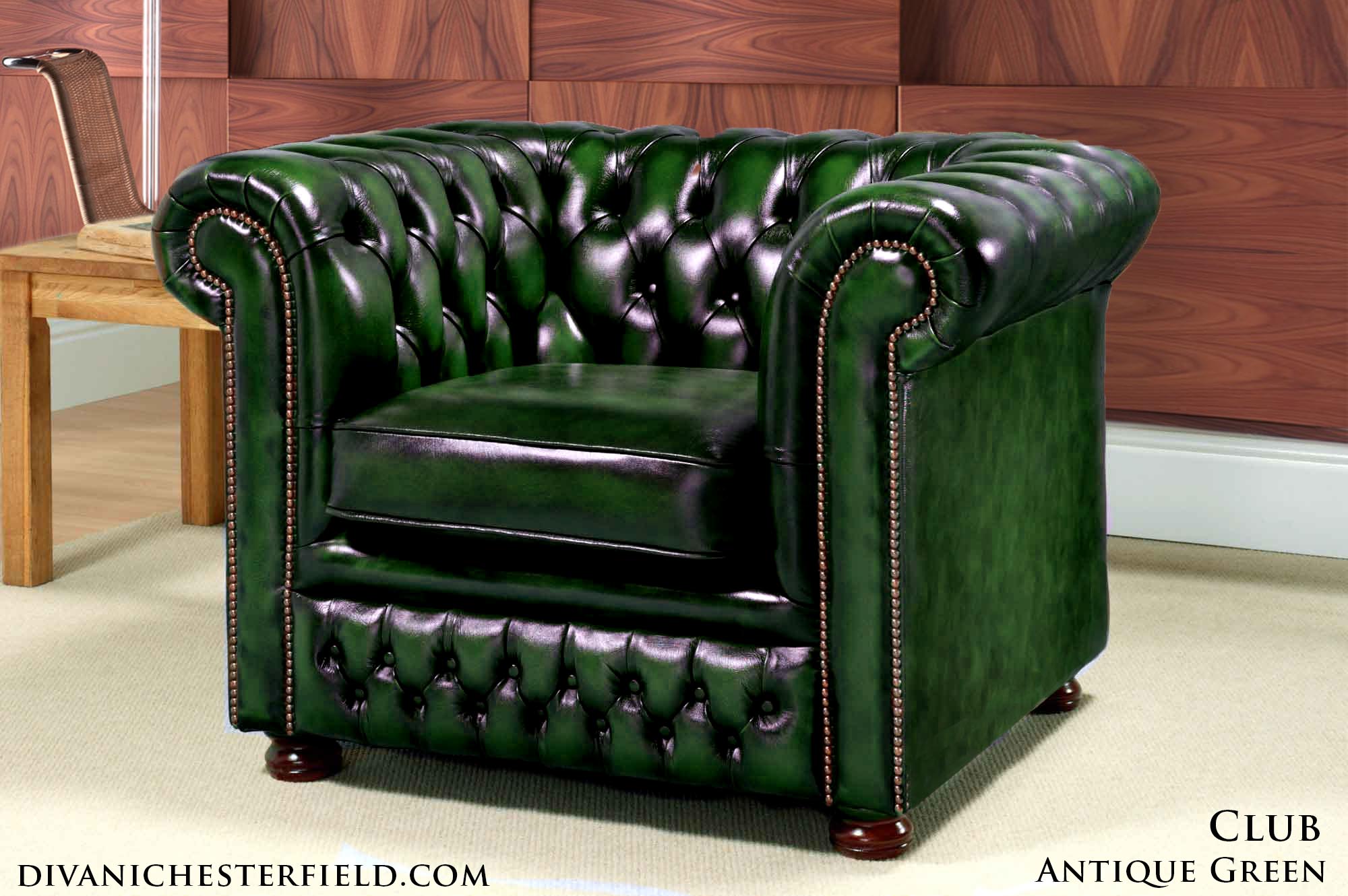 poltrona chesterfield originale club pelle verde inglese