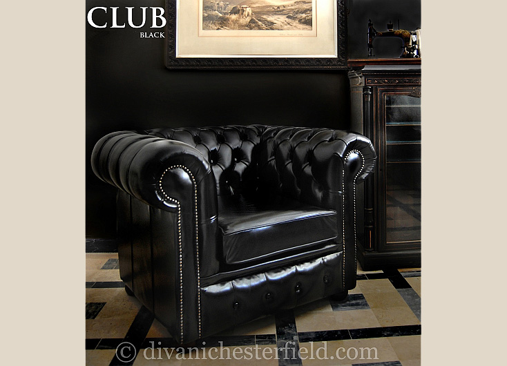 poltrona chesterfield nera