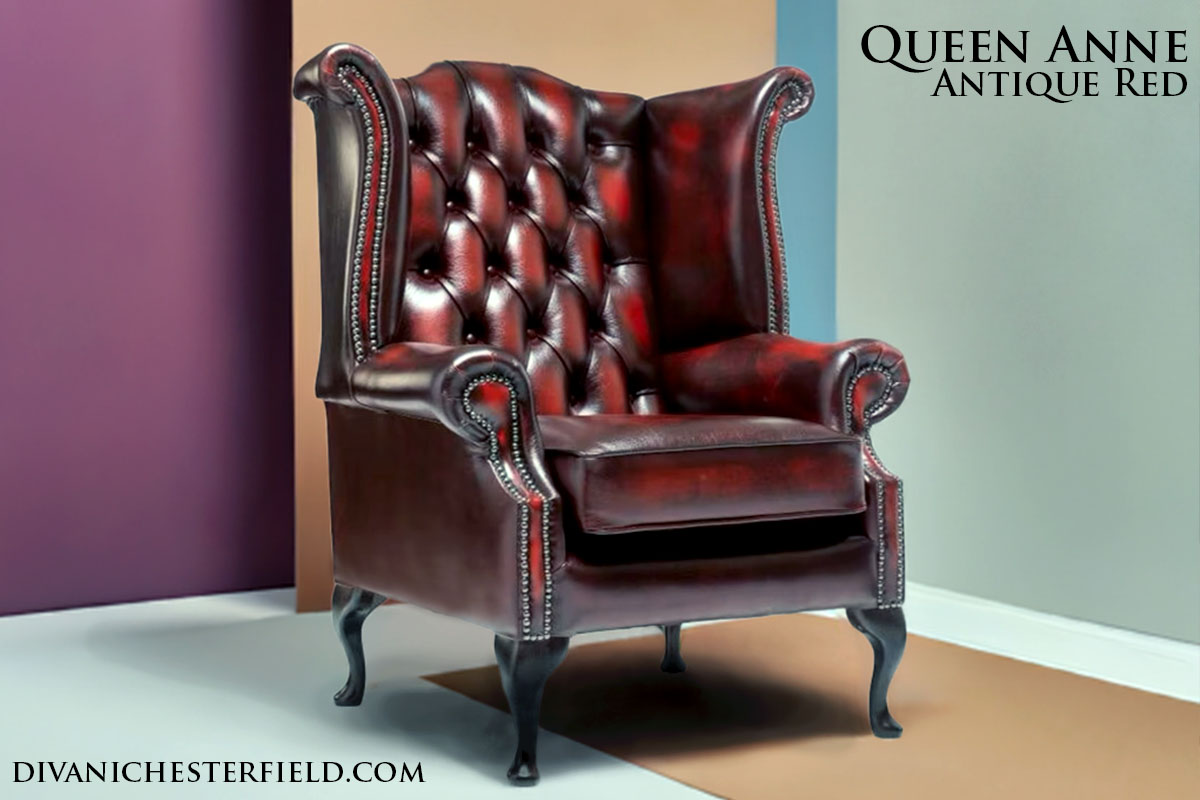 poltrona chesterfield queen anne inglese originale bordeaux