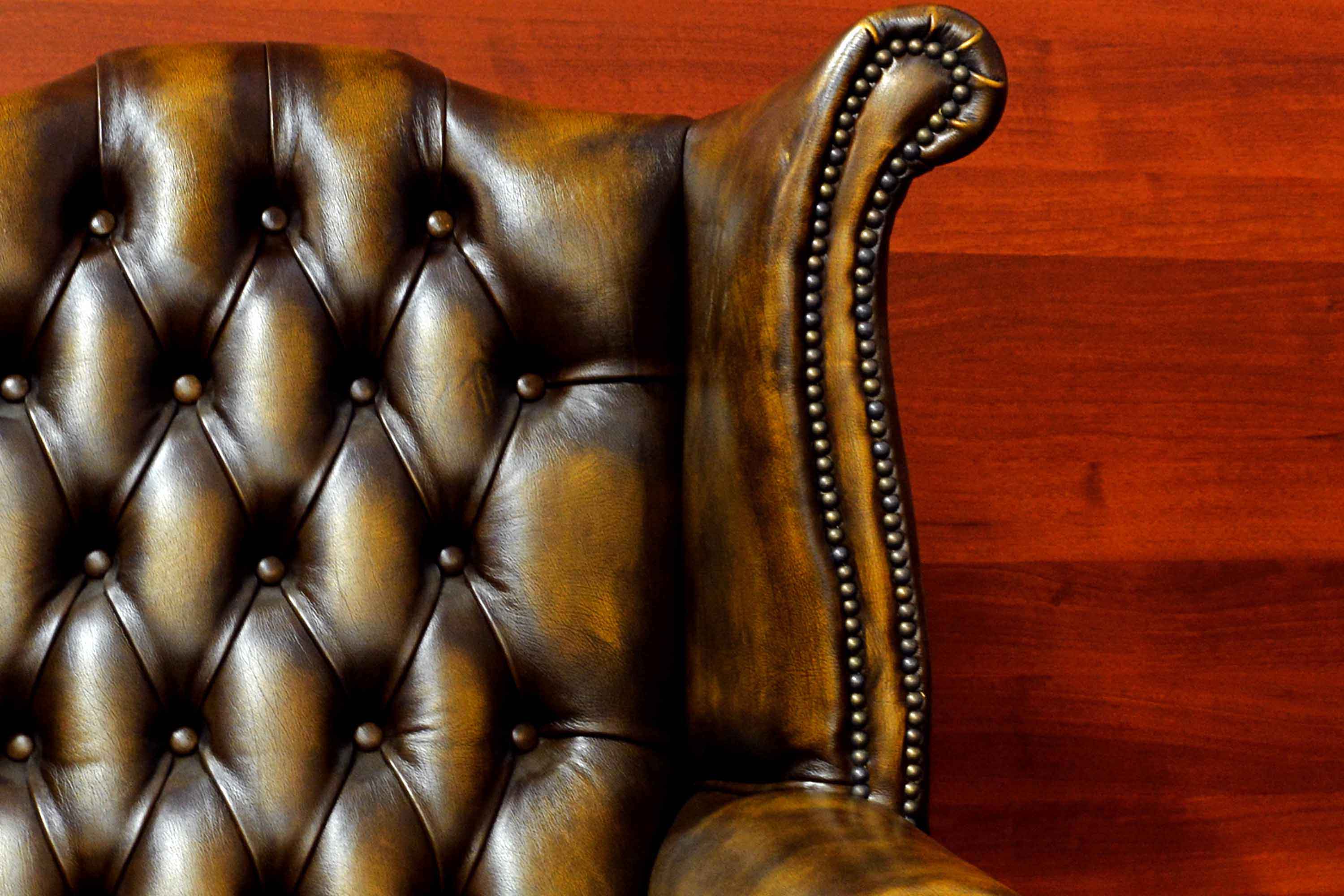 poltrona chester queen anne pelle gold originale
