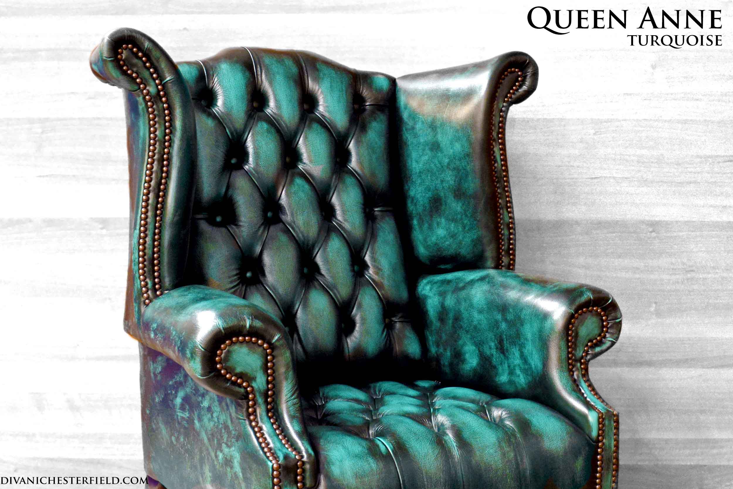 poltrona chester byron pelle vintage Turquoise