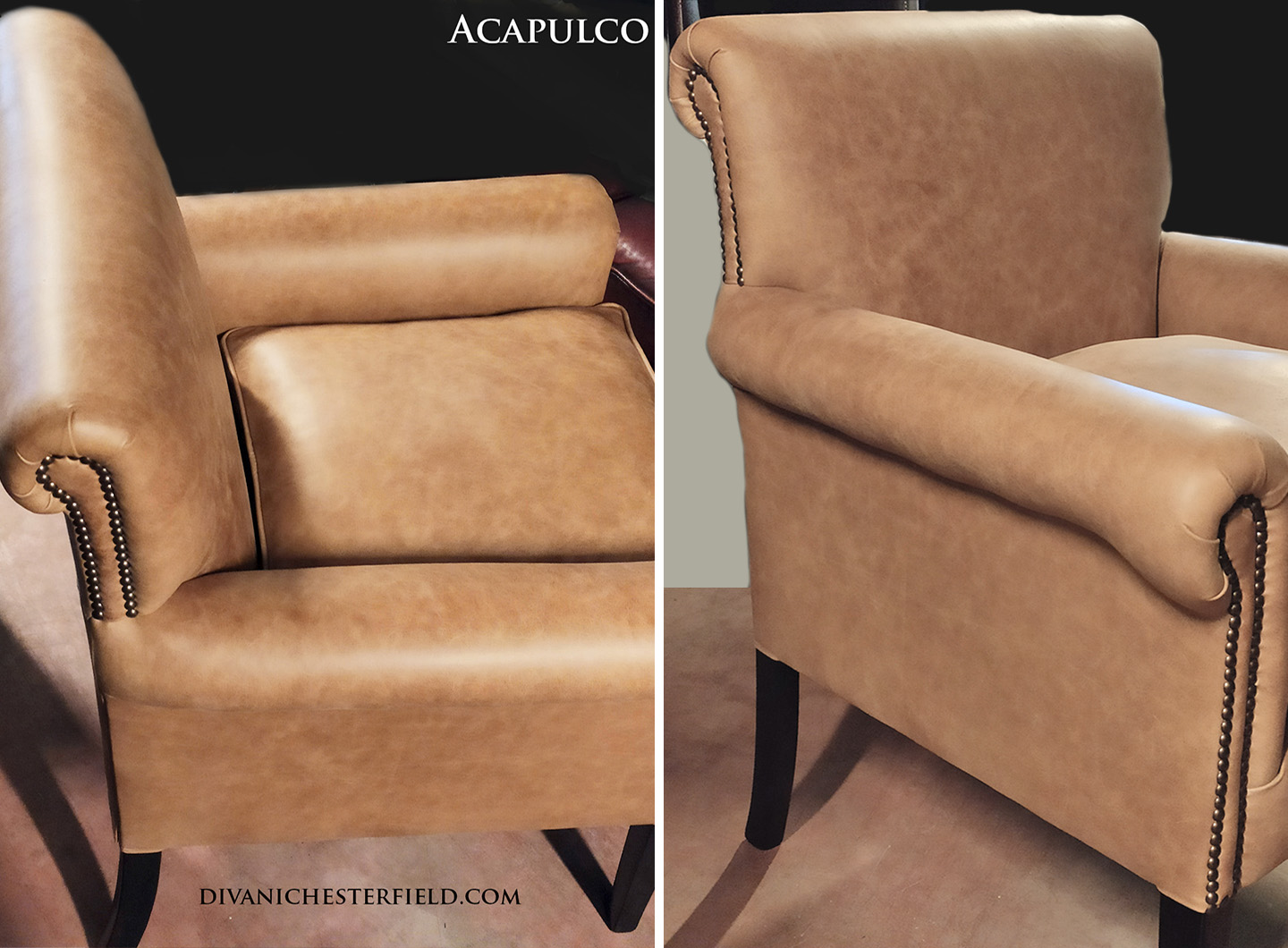 poltroncina pelle liscia cuoio bergere