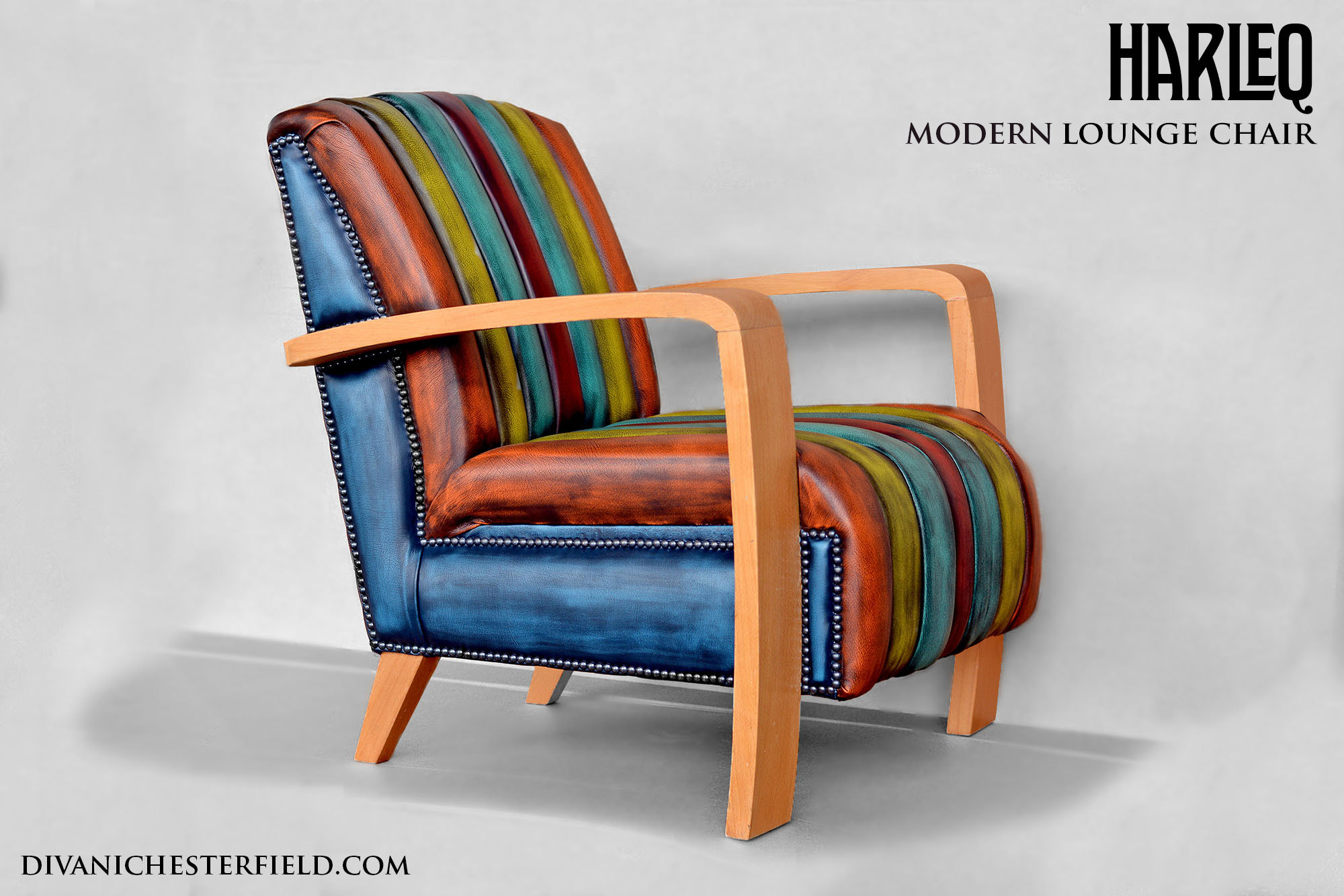 poltrona moderna in varie pelli patchwork imbottita bottoni