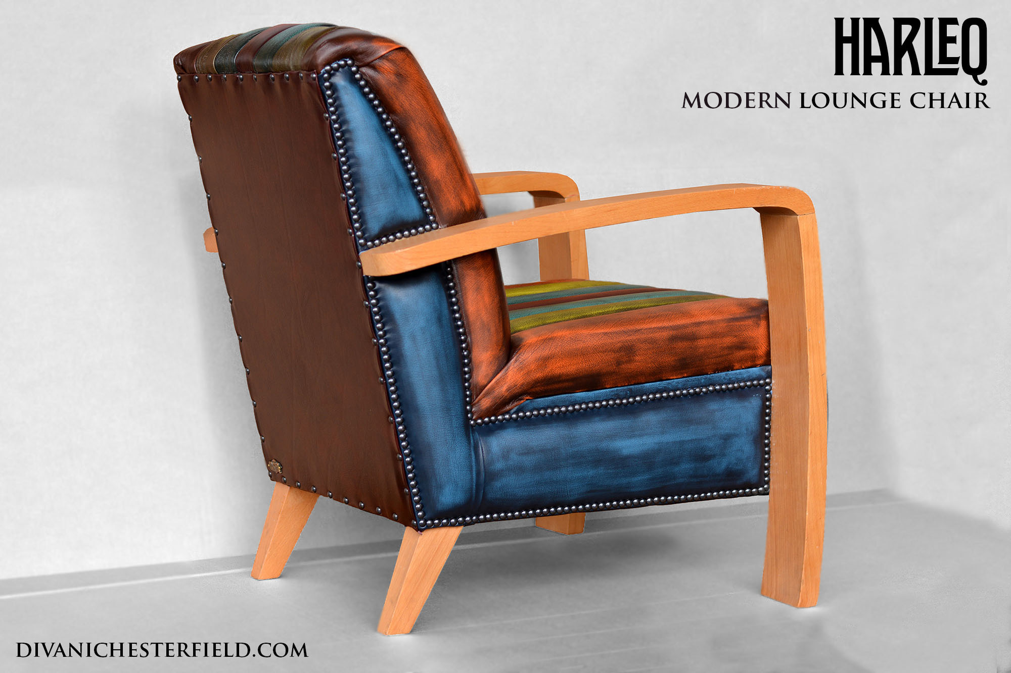 poltrona moderna in varie pelli patchwork imbottita bottoni