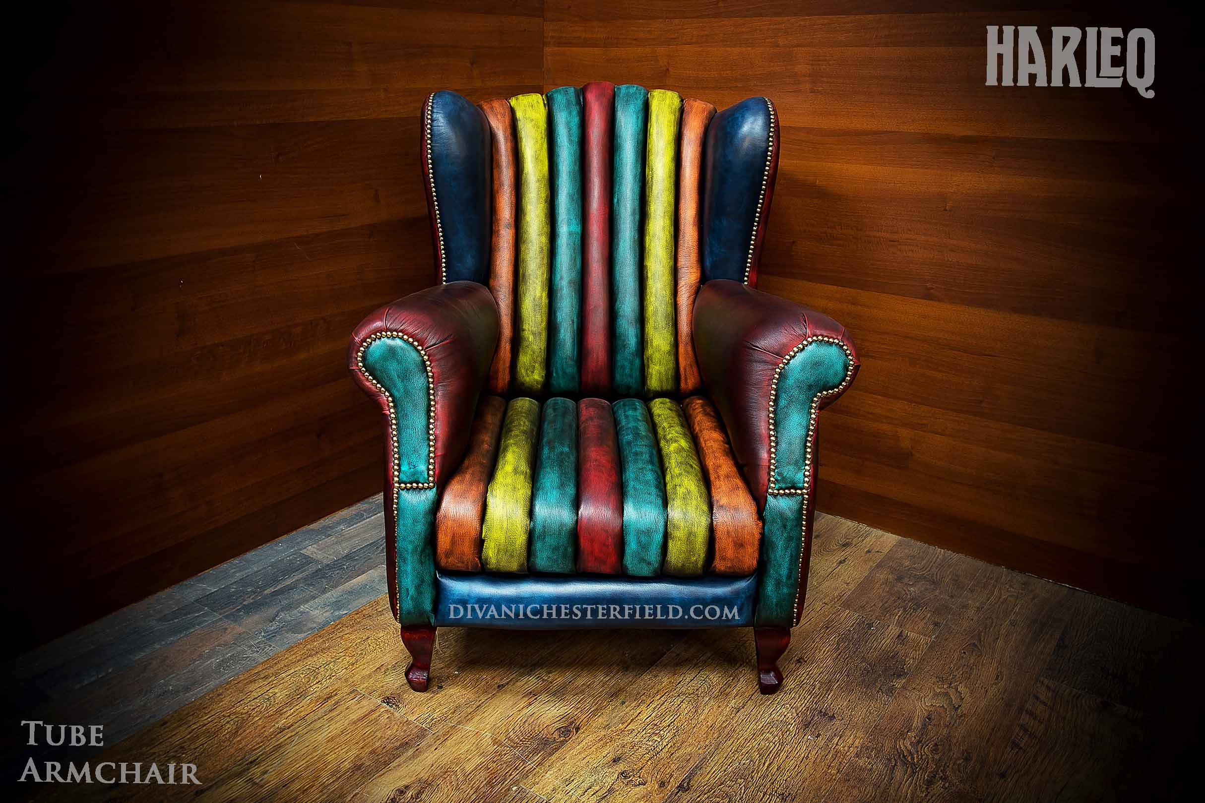 poltrona moderna in varie pelli patchwork imbottita
