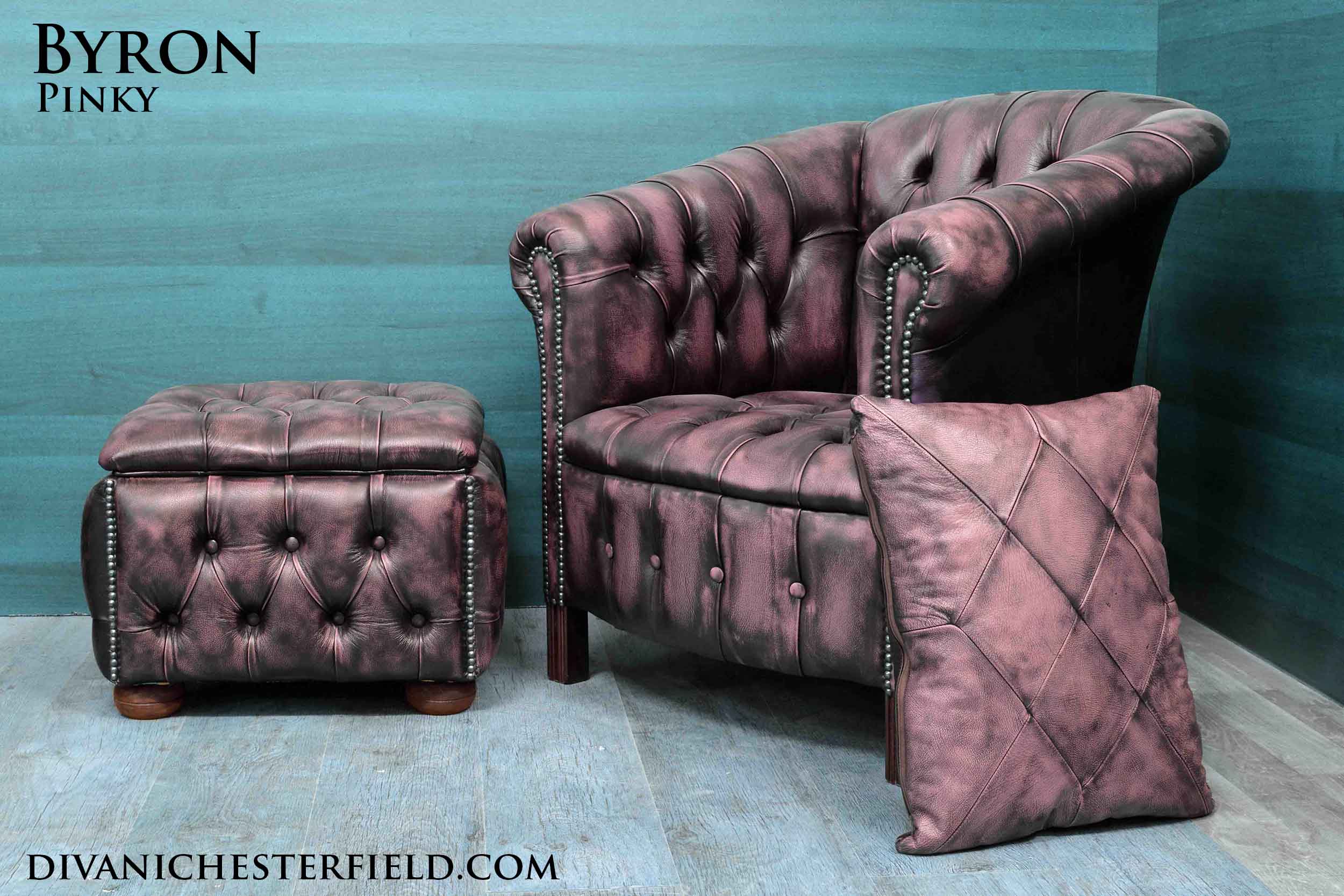 poltrona chester pelle rosa moderna byron