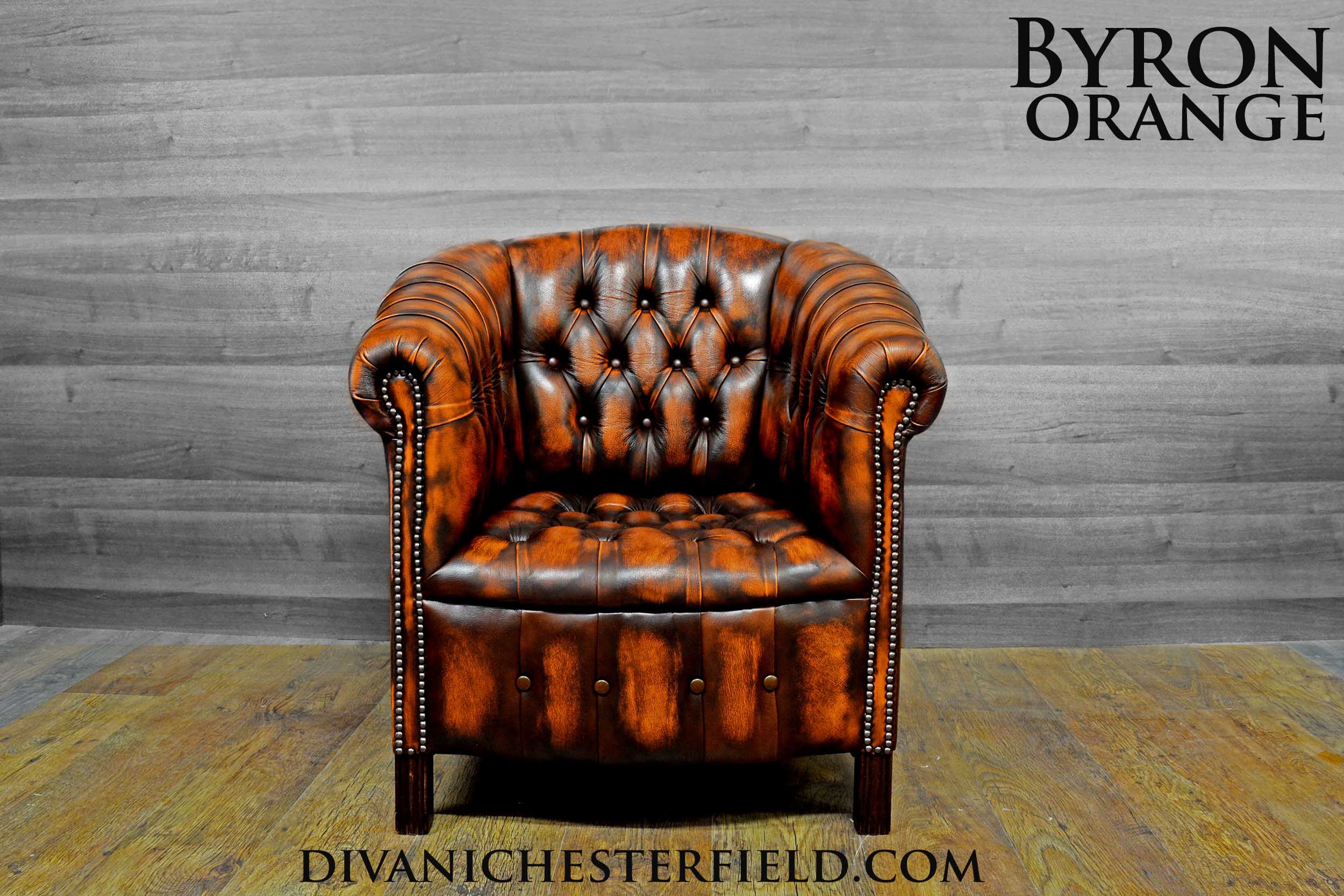 poltrona chester byron pelle vintage orange