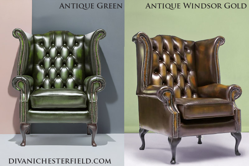 poltrona chester queen anne nuova pelle verde originale