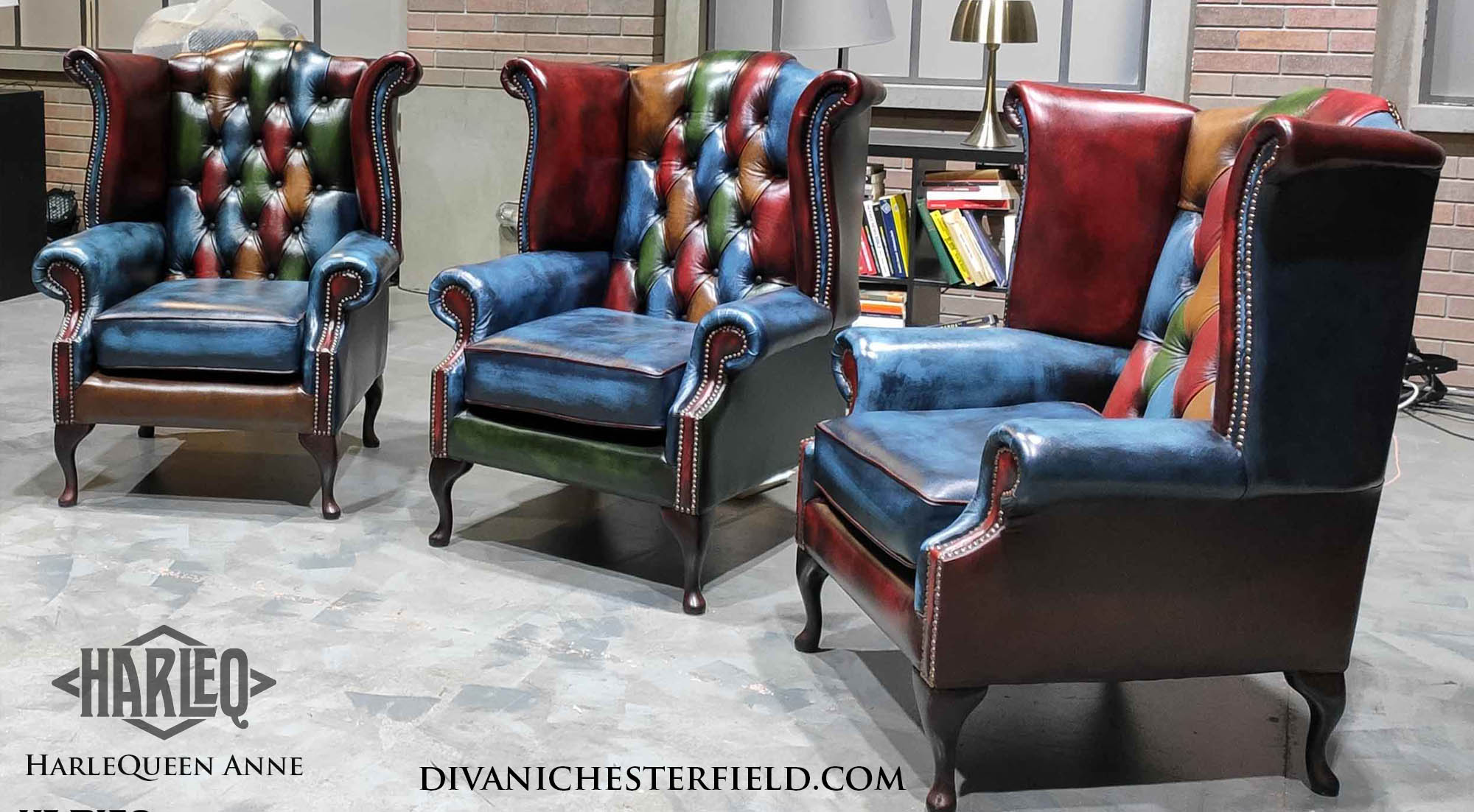 poltrona chesterfield design patchwork moderna pelli vintage colorate