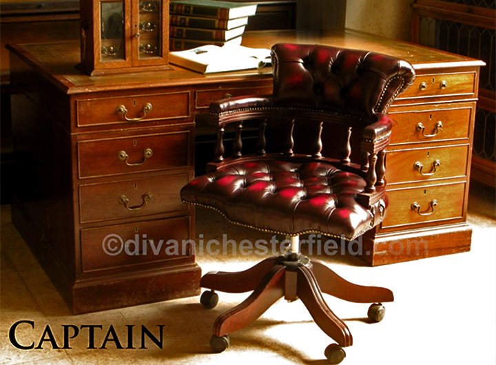 poltrona chesterfield captain ufficio pelle bordeaux girevole