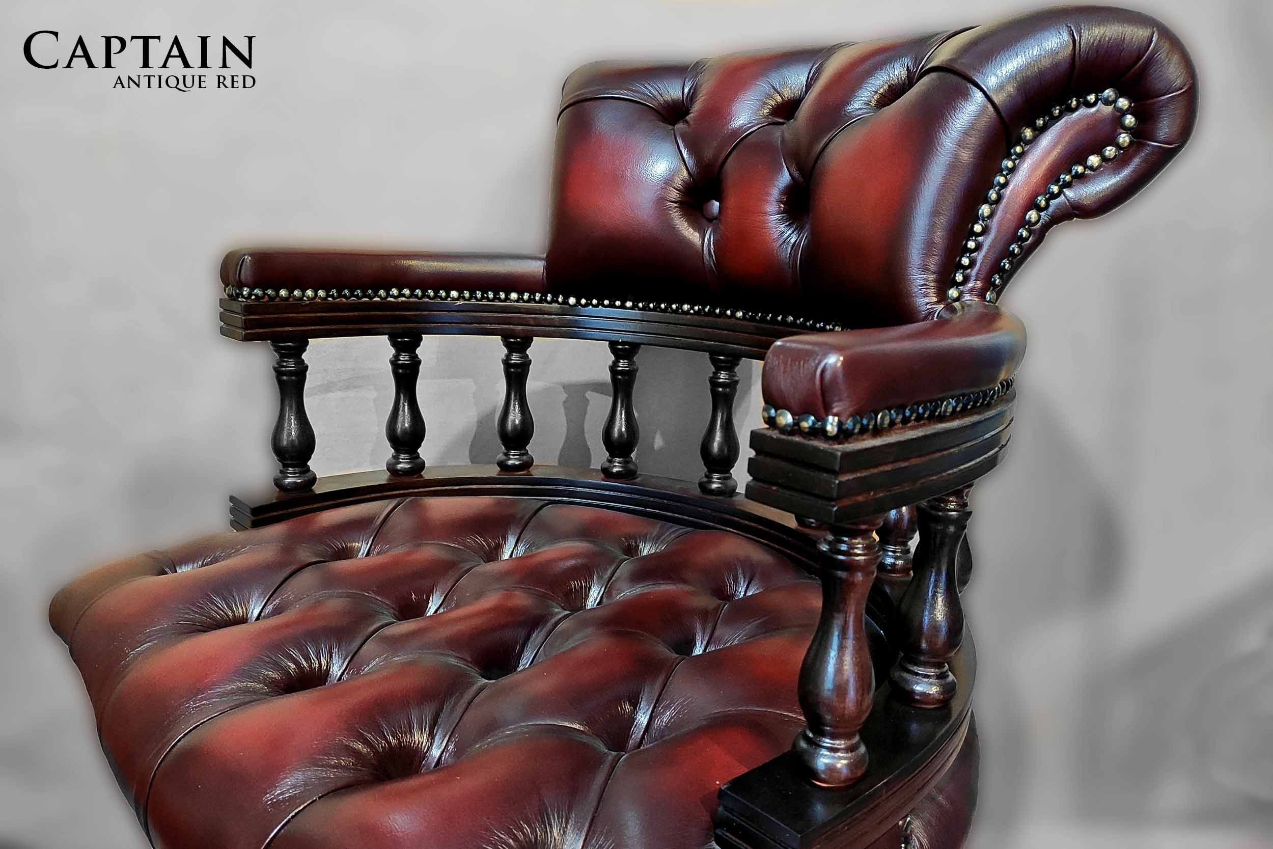 poltrona chesterfield captain originale ufficio pelle bordeaux girevole