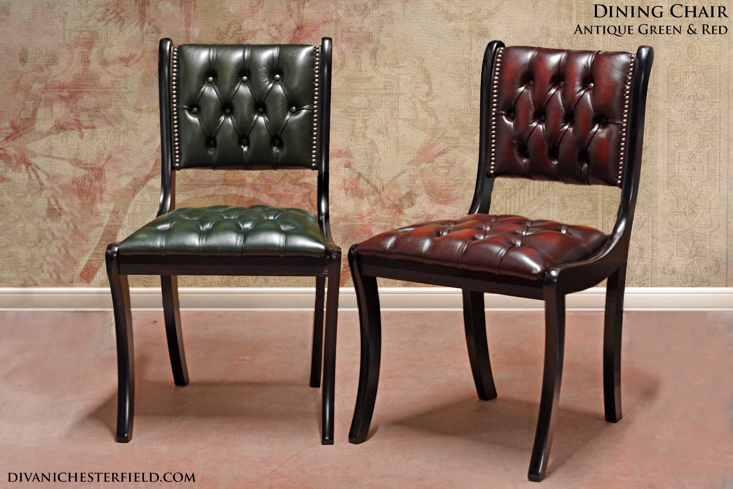 Sedia Chesterfield da pranzo, elegante sedia Chesterfield da